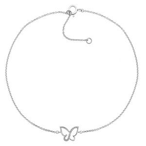 Butterfly Sterling Silver Diamond Anklet